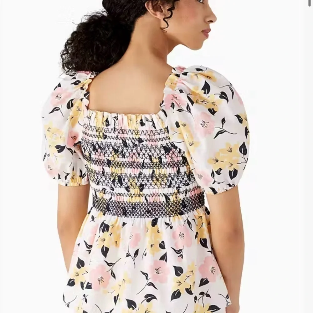 Kate Spade Lily Blooms Puff-sleeve Top XS